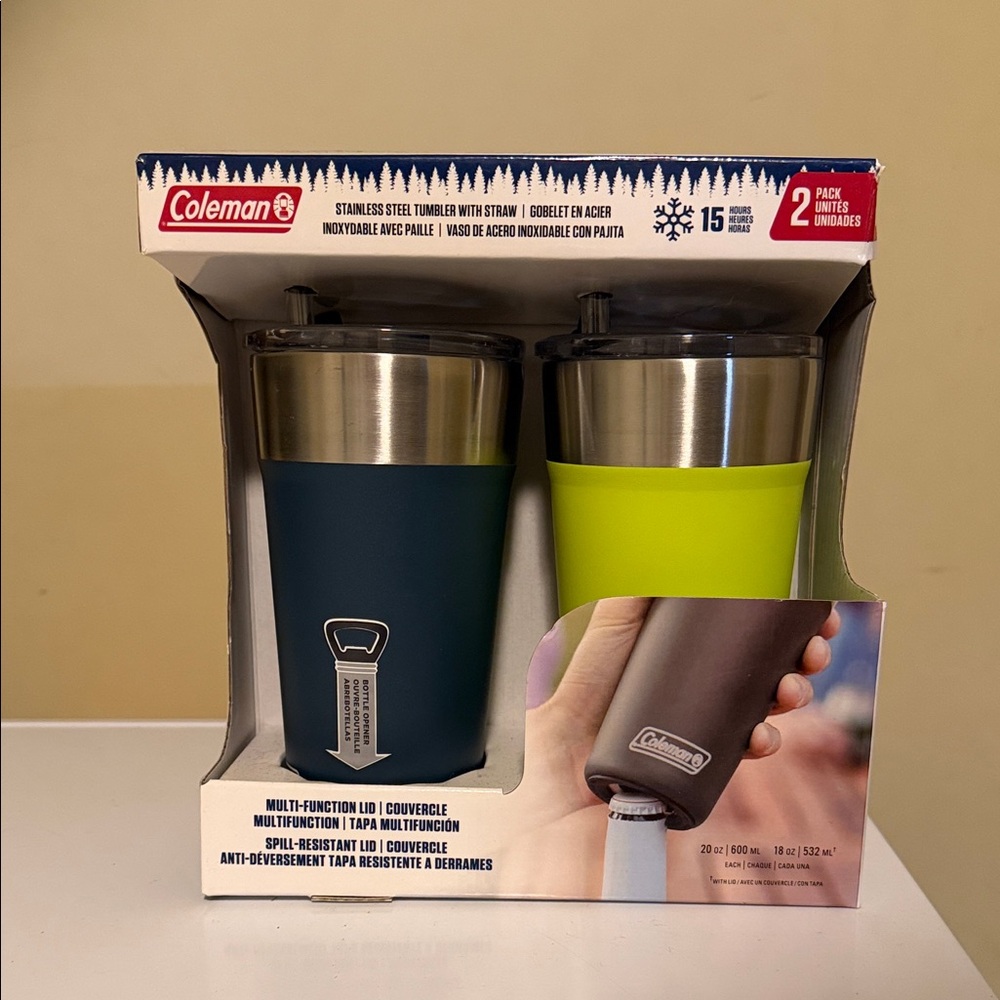 Coleman Blue and Green Stainless Steel Tumblers